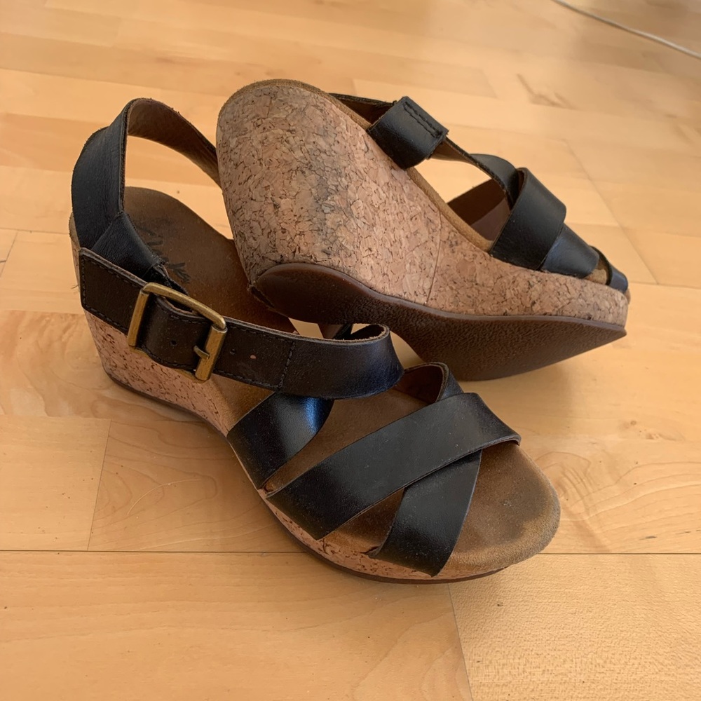 Clarks Black Wedge Sandals, 6